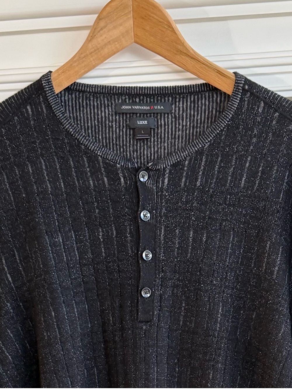 John Varvatos Luxe Henley Top/Sweater Size Large
